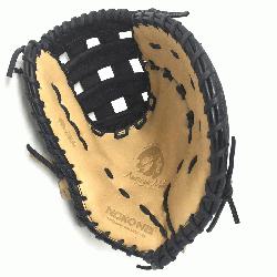 ung Adult Glove made of American Bison and Supersoft Steerhide leather combined in black a