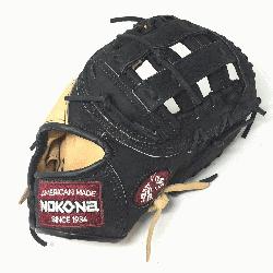  Adult Glove made of American Bison and Supersoft Steerhide leather combined in black and 