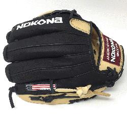dult Glove made of American Bison and Super soft Steerhide leather combined in black and cream colo
