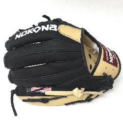 Super soft Steerhide leather combined in black and cream colors. Nokona Alpha Baseball Gloves are