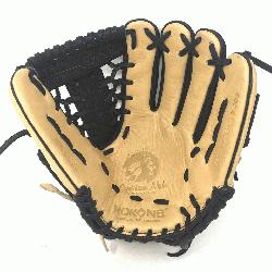 Young Adult Glove made of American Bison and Supersoft Steerhide leather combined in black and 