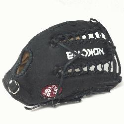 Young Adult Glove made of American Bison and Supersoft Steerhide leather combined in black 