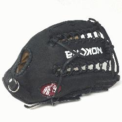 Young Adult Glove made of American Bison and Supersoft Steerhide leather combined in black a
