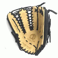 lt Glove made of American Bison and Supersoft Steerhide leather combined in black and cream colo