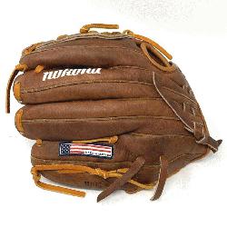 Made Baseball Glove with Classic Walnut Steer Hide. 11 inch pattern and closed back with basket
