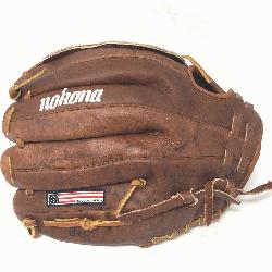 a Classic Walnut 13 Softball Glove Right Handed Throw Size 13 : Nokonas signature leathe
