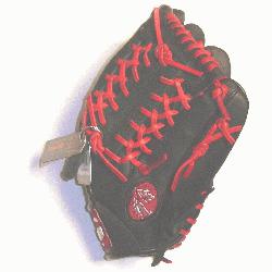 nal steerhide baseball glove with red laces, modified trap web, and open back.