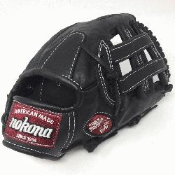  steerhide black baseball glove with white stitching and h web. The Nokona Legend Pro is a