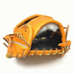 f 11.75 inch orange Japan Kip baseball glove with black sheepskin lining.