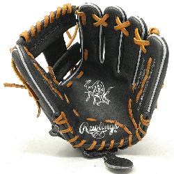 he Rawlings Dark Shadow Black Heart of the Hide Leather and Tan Laces 11.5 Pro200 Baseball 