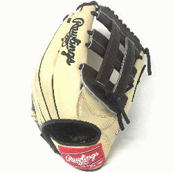 the Hide 12.75 inch baseball glove. H Web. Open Back. Camel with chocolate 