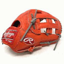  Exclusive in Rawlings Heart of the Hide Red-Orange leather. 42 pattern, 12.75 inc