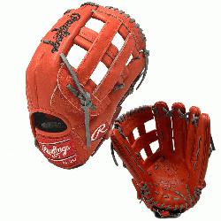 usive in Rawlings Heart of the Hide Red-Orange leather. 42 pattern, 12.75 inch, g