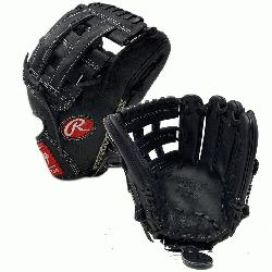   Comfortable black Horween H Web infield glove in t