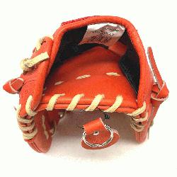 Rawlings Heart of the Red/Orange leather in 12 inch 200 Pattern H Web. 12 Inch 