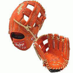 r 11.5 TT2 pattern baseball glove in red/orange Heart of the Hide Leather. Single Post Web 11.5 I