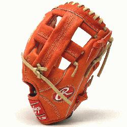 .5 TT2 pattern baseball glove in red/orange Heart of the Hide Leather. Single Post Web 11.5 Inch