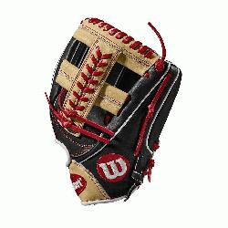ross web with Baseball stitch New pattern featuring gap welting Black, blonde and Red Pro Stock lea