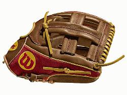  infield model, Cross web - game WTA20RB18DP15GM for Dustin pedroia Red SuperSkin with saddle tan