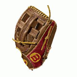 infield model, Cross web - game WTA20RB18DP15GM for Dustin pedroia Red SuperSkin with saddle tan 