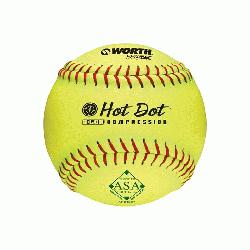 pitch softballs have red stitching and are approved for play in the ASA with a .52 COR/30