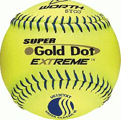 orths 12 Classic M softballs have blue stitching and