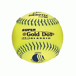 Classic M softballs have blue stitching and are approved for play in the USSSA. 