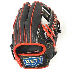  ZETT Pro Model 12 inch Black/Red Wide Pocket Infielder Glove ZETT Pro Model Baseball Glove S