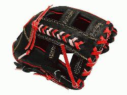 ETT Pro Model 12 inch Black/Red Wide Pocket Infielder Glove ZETT Pro Model Baseball