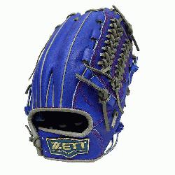  ZETT Pro Model 12.5 inch Royal/Grey Wide Pocket Outfielder Glove ZETT Pro Model Baseball Glove Se