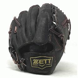 el 11.5 inch Black Pitcher Glove ZETT Pro Model Baseball Glove Series is